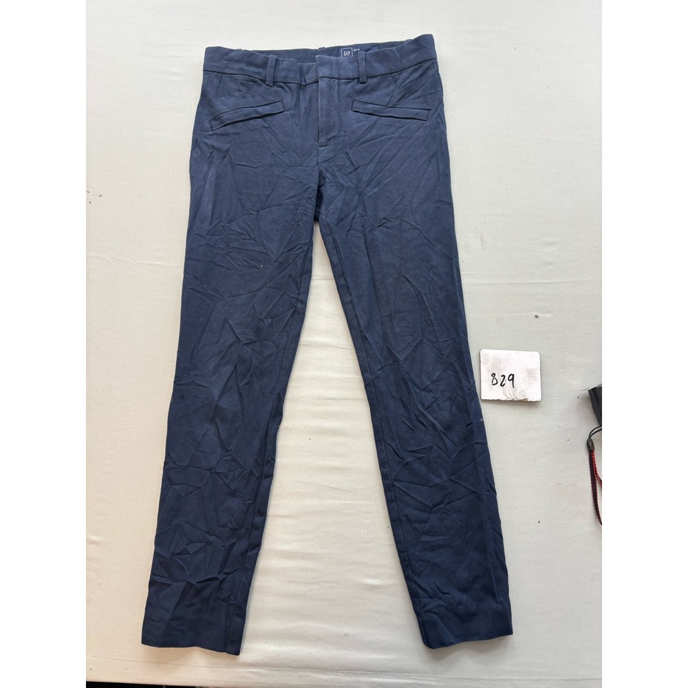 Gap Women Navy Blue Slim Fit Chino Pants Size 02 R Cotton Blend Stretch Trouser